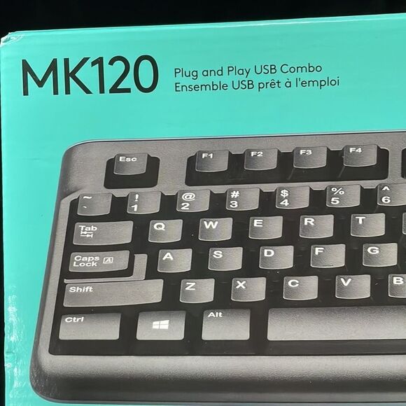 LOGITECH MK120 plug and Play USB Corded Keyboard & Mouse Combo NIB New - Picture 1 of 11